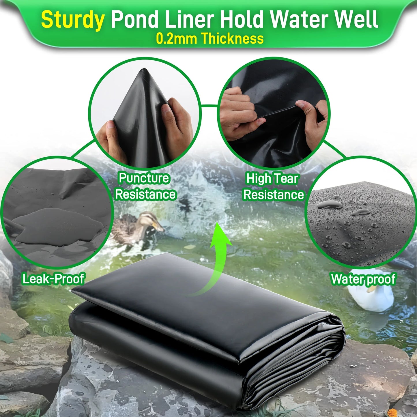 Hign-concerned HDPE Pond Liner for Water Gardens and Ponds
