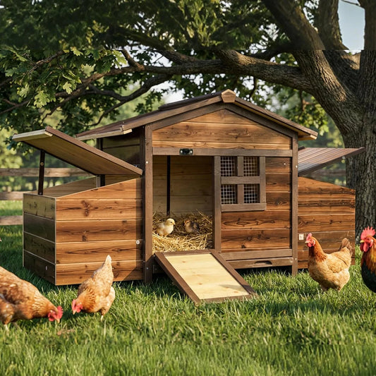 Wooden Chicken Coop With Two Nesting Boxes Outdoor Hen House For Two Chickens