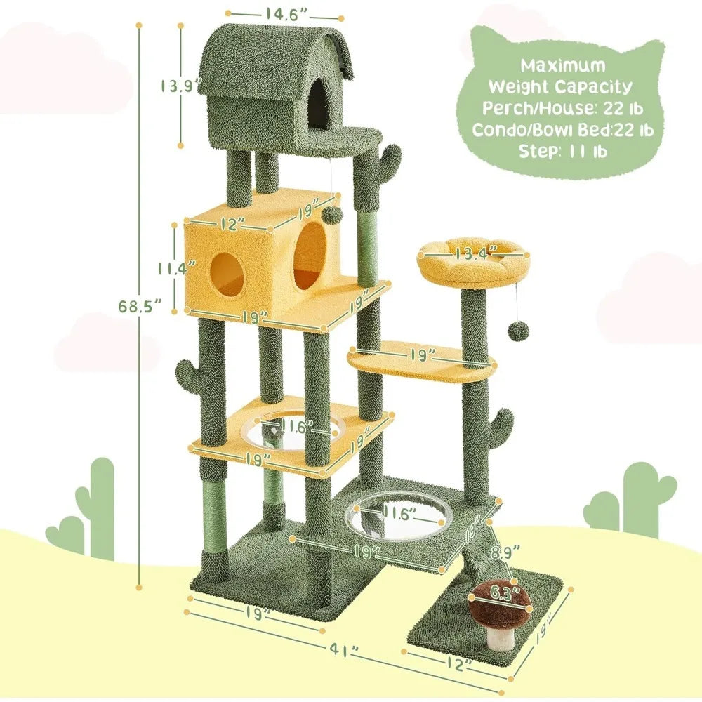 Cactus Cat Tree Multi Level Tower With Condos And Posts