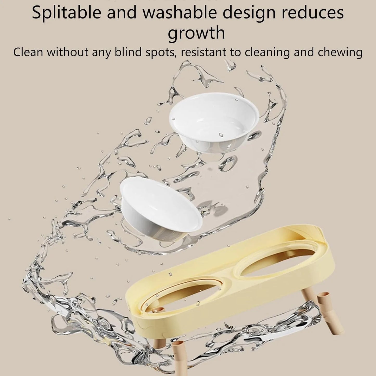 Elevated Pet Food And Water Bowl Set With Raised Stand