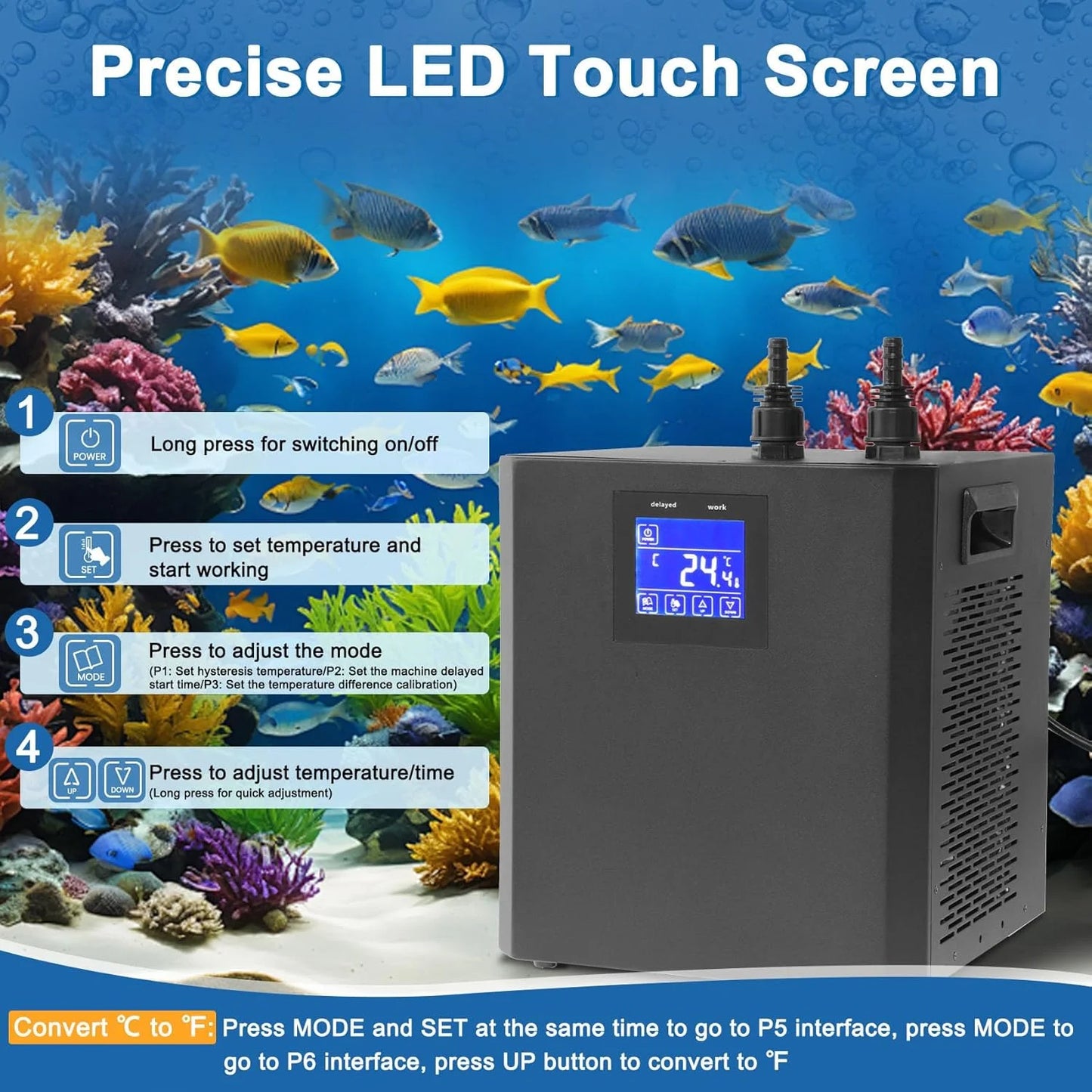 Flow Rate Aquarium Chiller One Third HP Water Cooling System