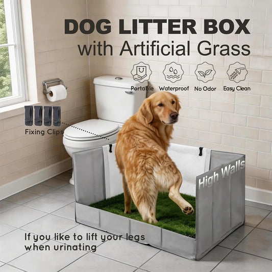 Foldable Odor Free Dog Litter Box With Tray High Walls