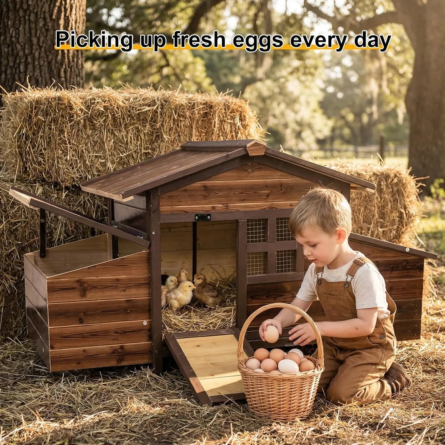Wooden Chicken Coop With Two Nesting Boxes Outdoor Hen House For Two Chickens