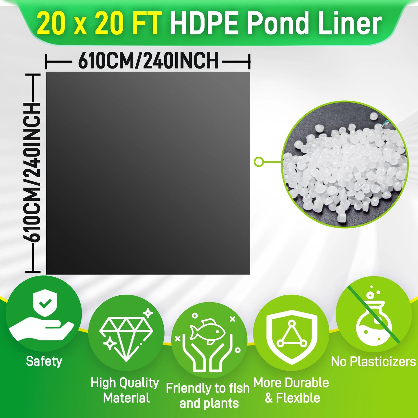 Hign-concerned HDPE Pond Liner for Water Gardens and Ponds