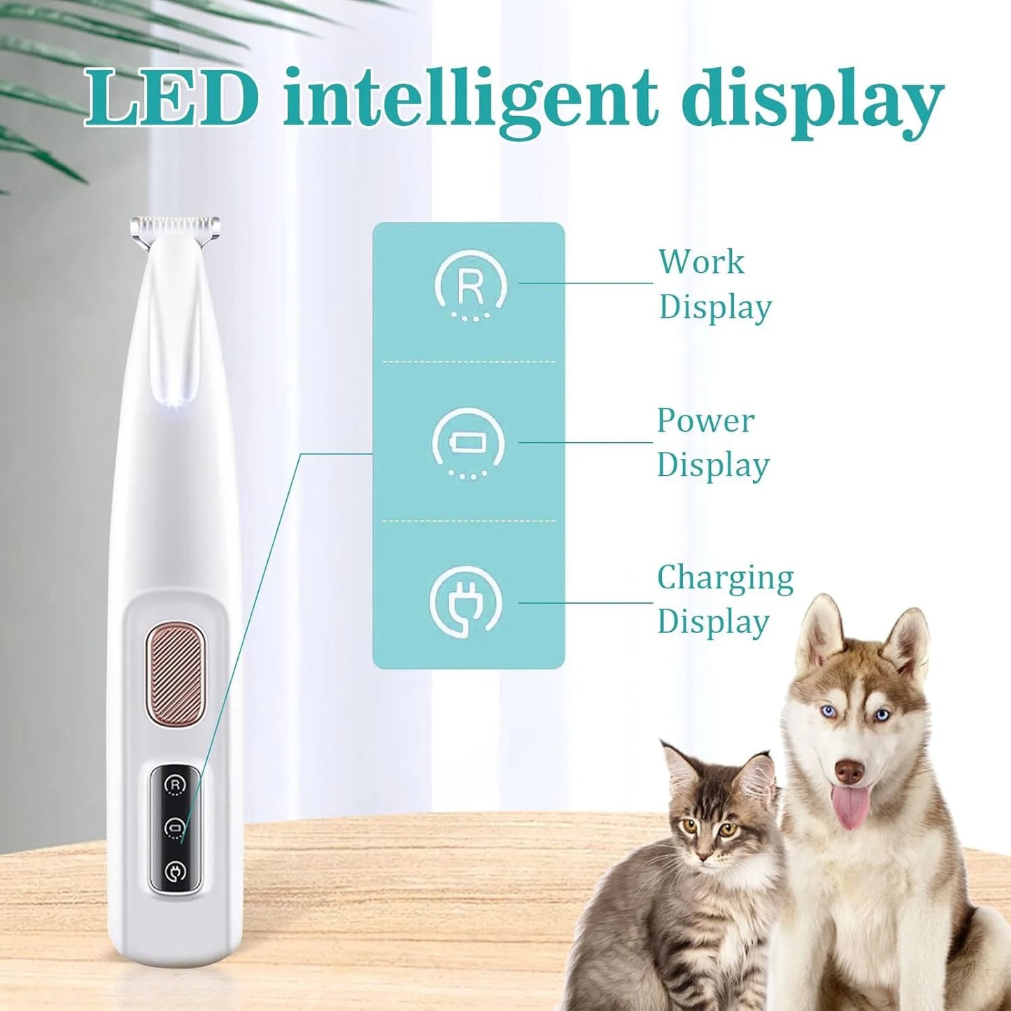 Rechargeable Pet Grooming Clippers With LED Light For Paws