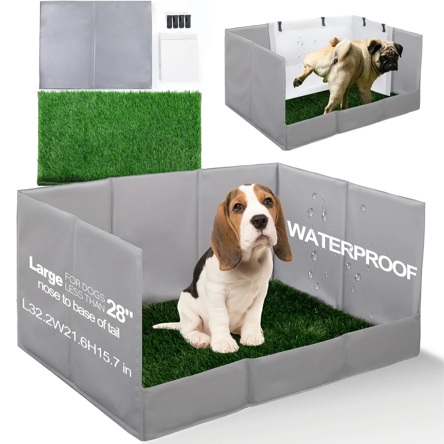 Foldable Odor Free Dog Litter Box With Tray High Walls