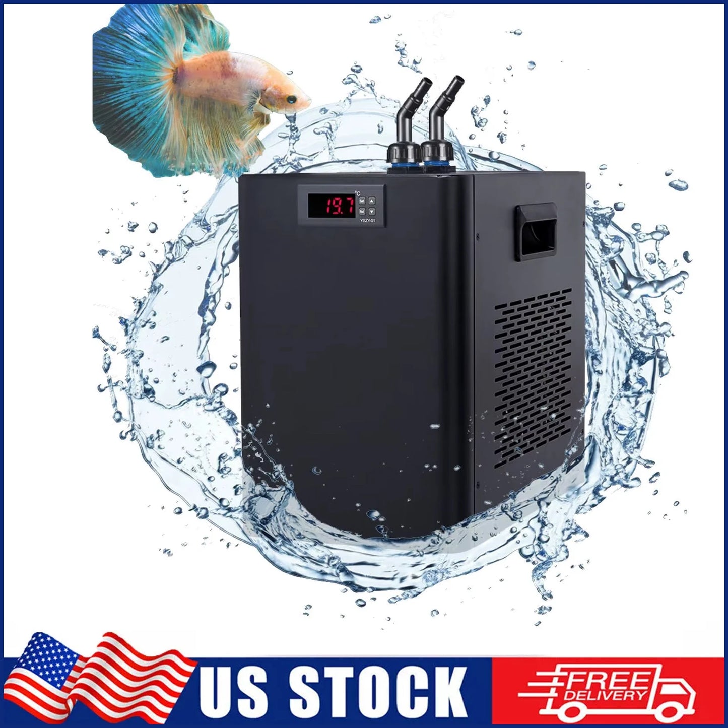 Aquarium Chiller 1/3 HP Quiet Water Cooler For Hydroponics AL300L
