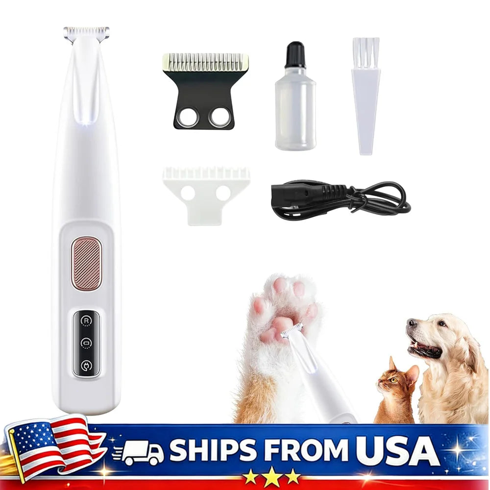Rechargeable Pet Grooming Clippers With LED Light For Paws
