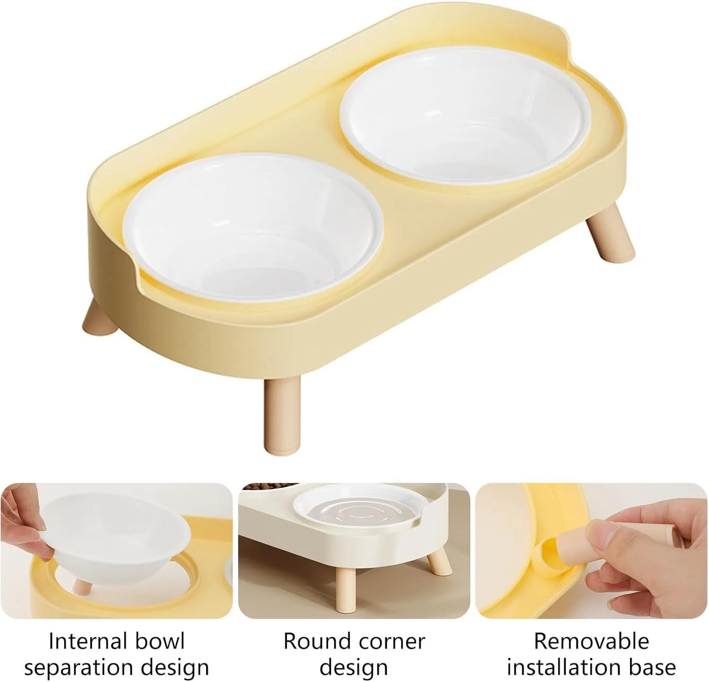 Elevated Pet Food And Water Bowl Set With Raised Stand