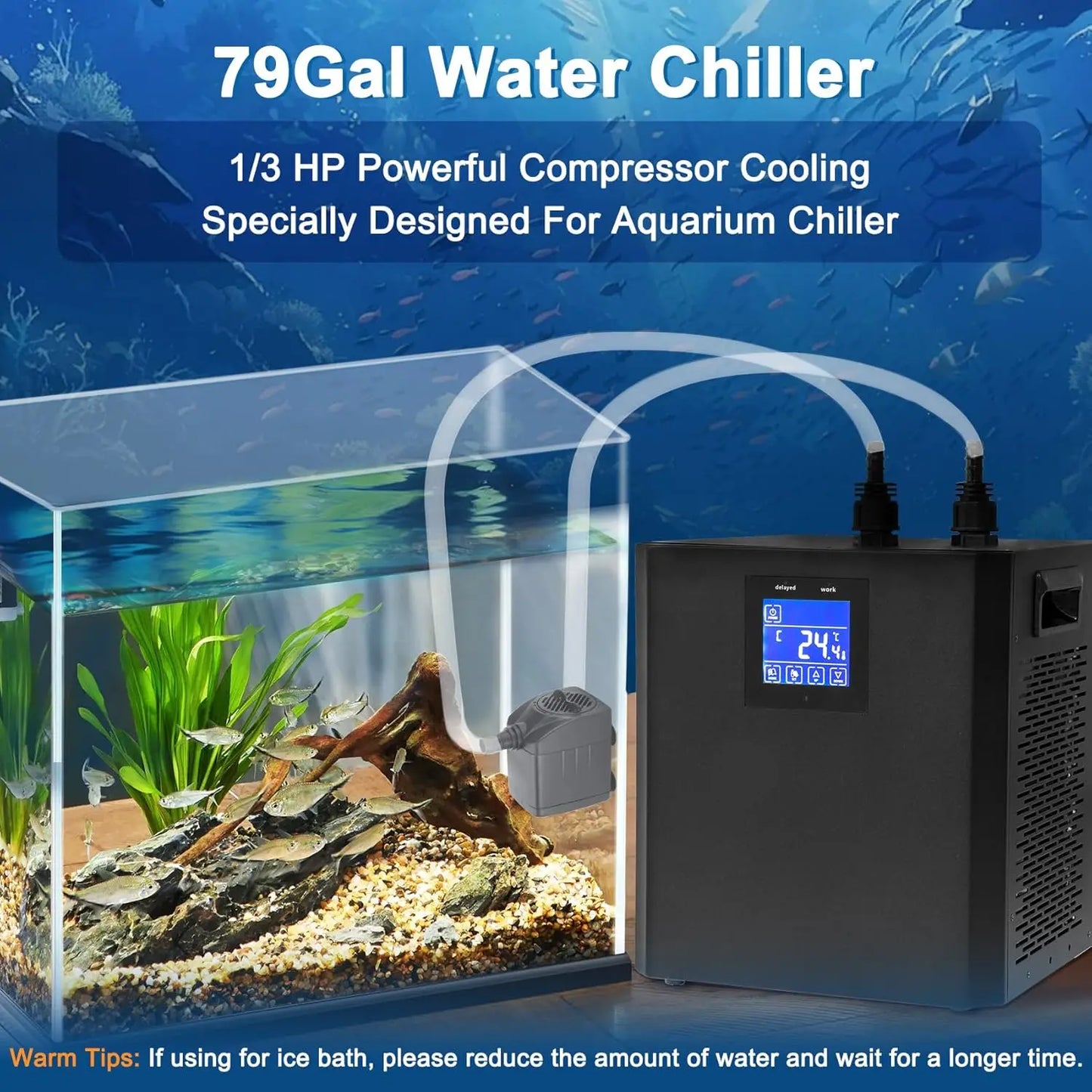 Flow Rate Aquarium Chiller One Third HP Water Cooling System