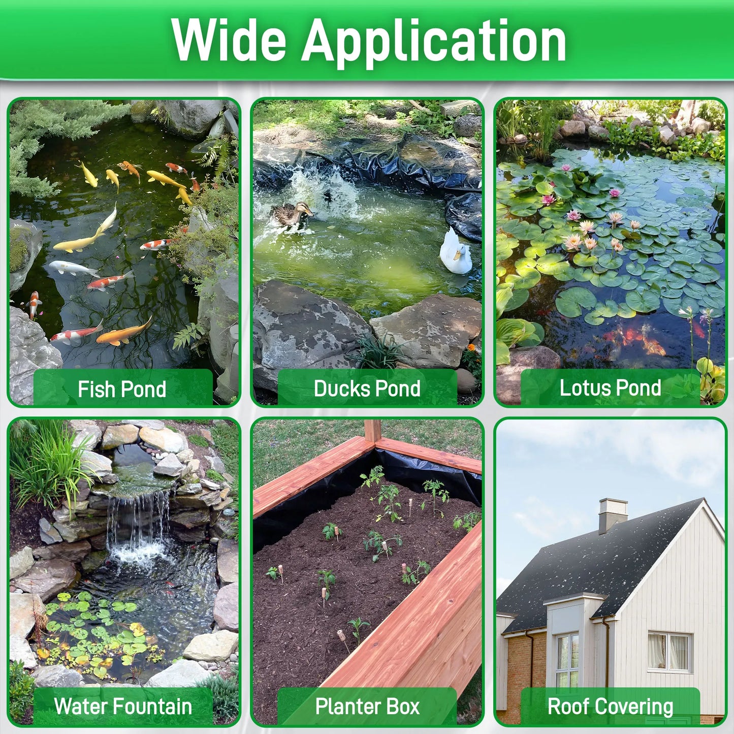 Hign-concerned HDPE Pond Liner for Water Gardens and Ponds