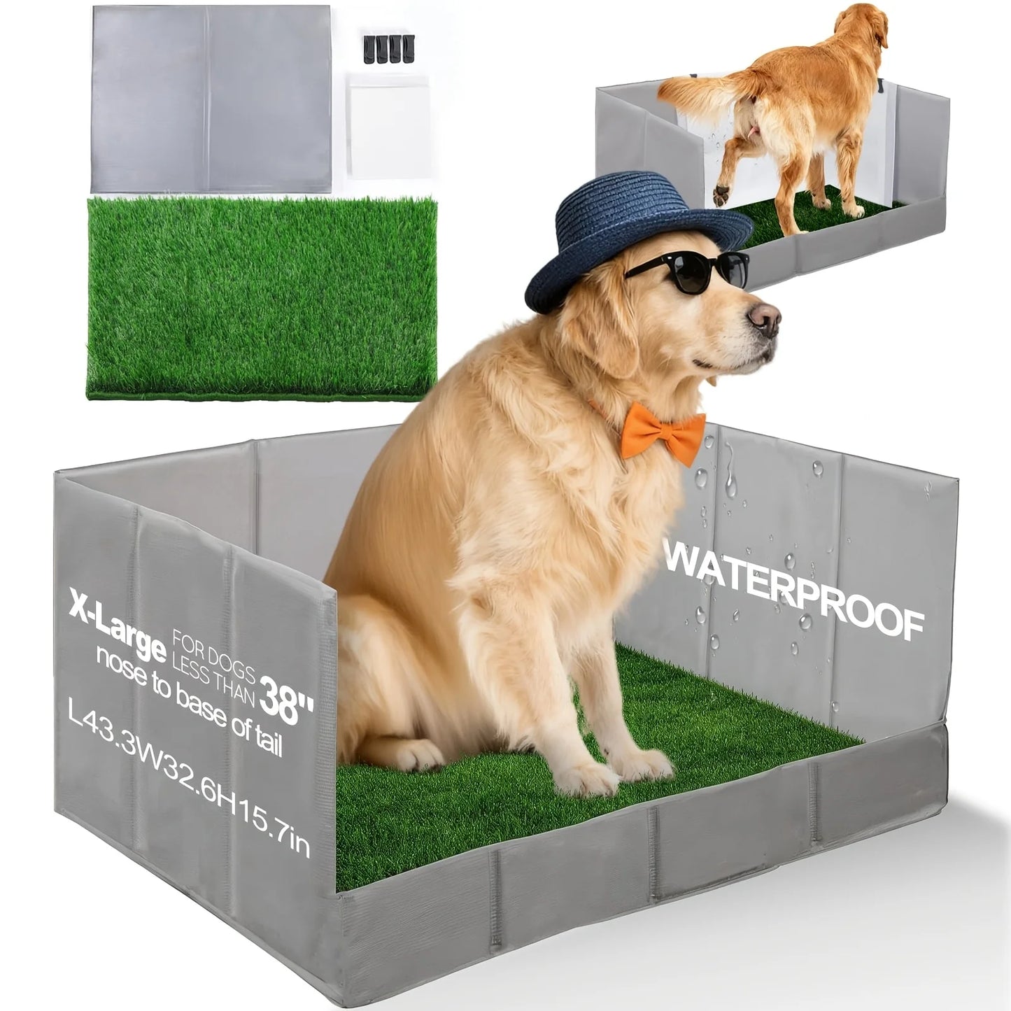Foldable Odor Free Dog Litter Box With Tray High Walls