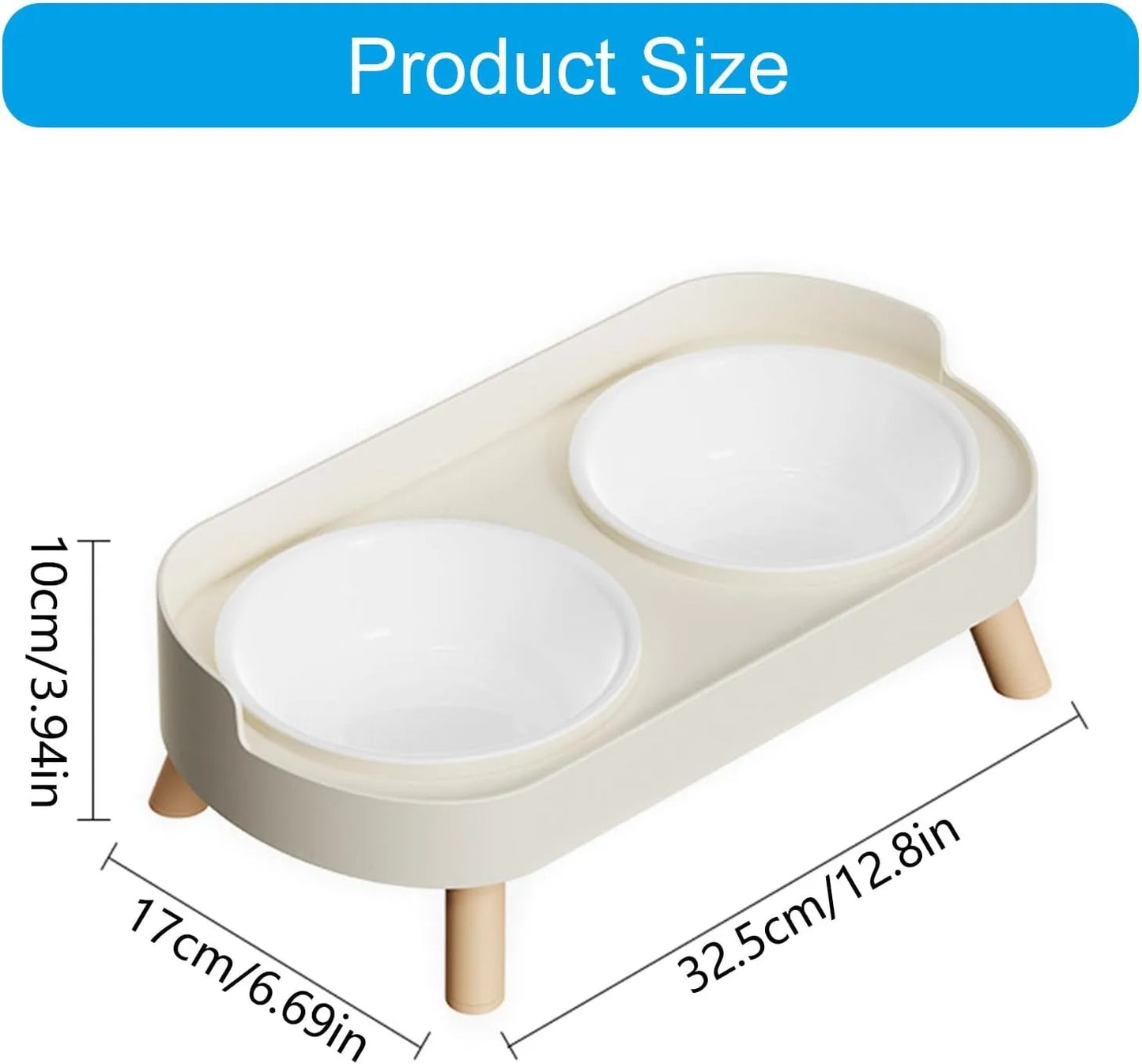 Elevated Pet Food And Water Bowl Set With Raised Stand