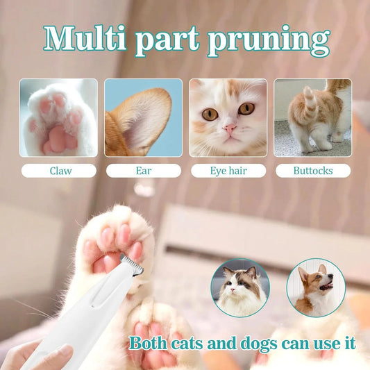 Rechargeable Pet Grooming Clippers With LED Light For Paws