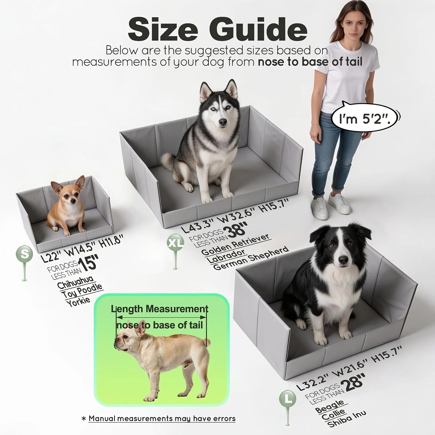 Foldable Odor Free Dog Litter Box With Tray High Walls