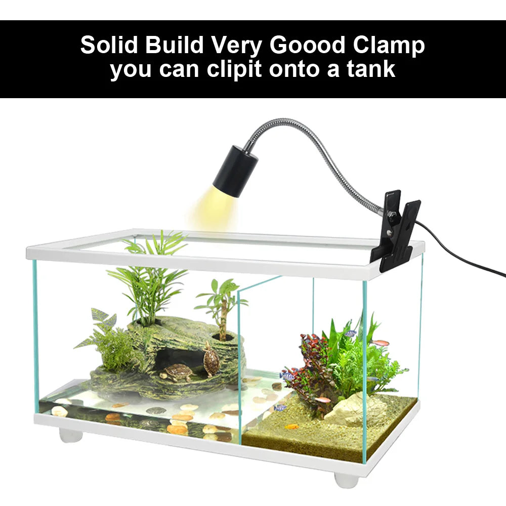 Reptile Heat Lamp Bulb Clip On Dimmable UVA UVB Turtle