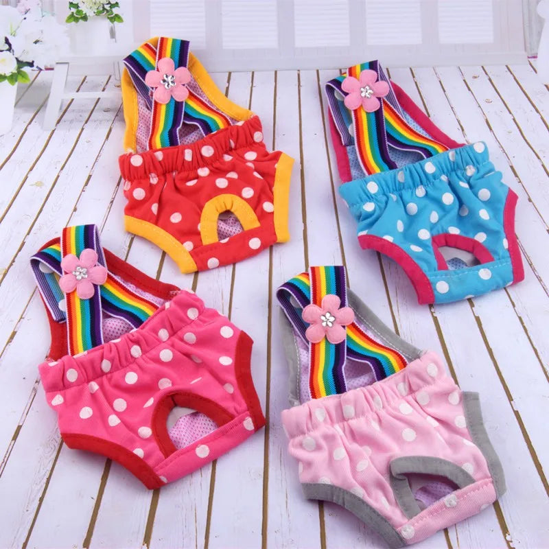 Dots Pattern Dog Diaper Shorts Washable Sanitary Pet Underwear Briefs