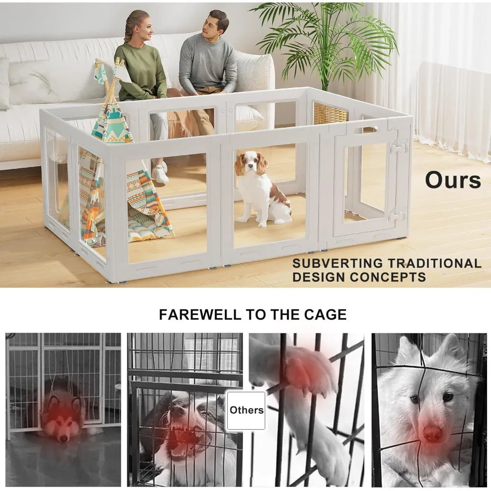 Acrylic Dog Playpen With Door For Puppies And Small Dogs