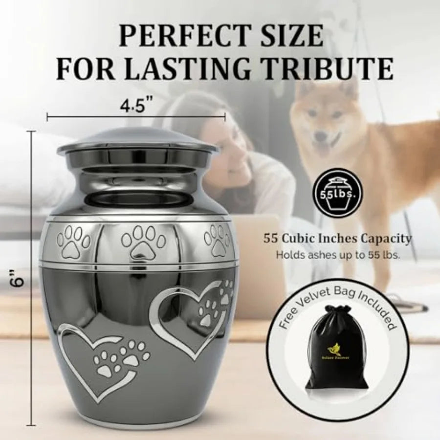 Pet Urn For Dogs Cremation Memorial With Paw Print Holds 55 Lbs