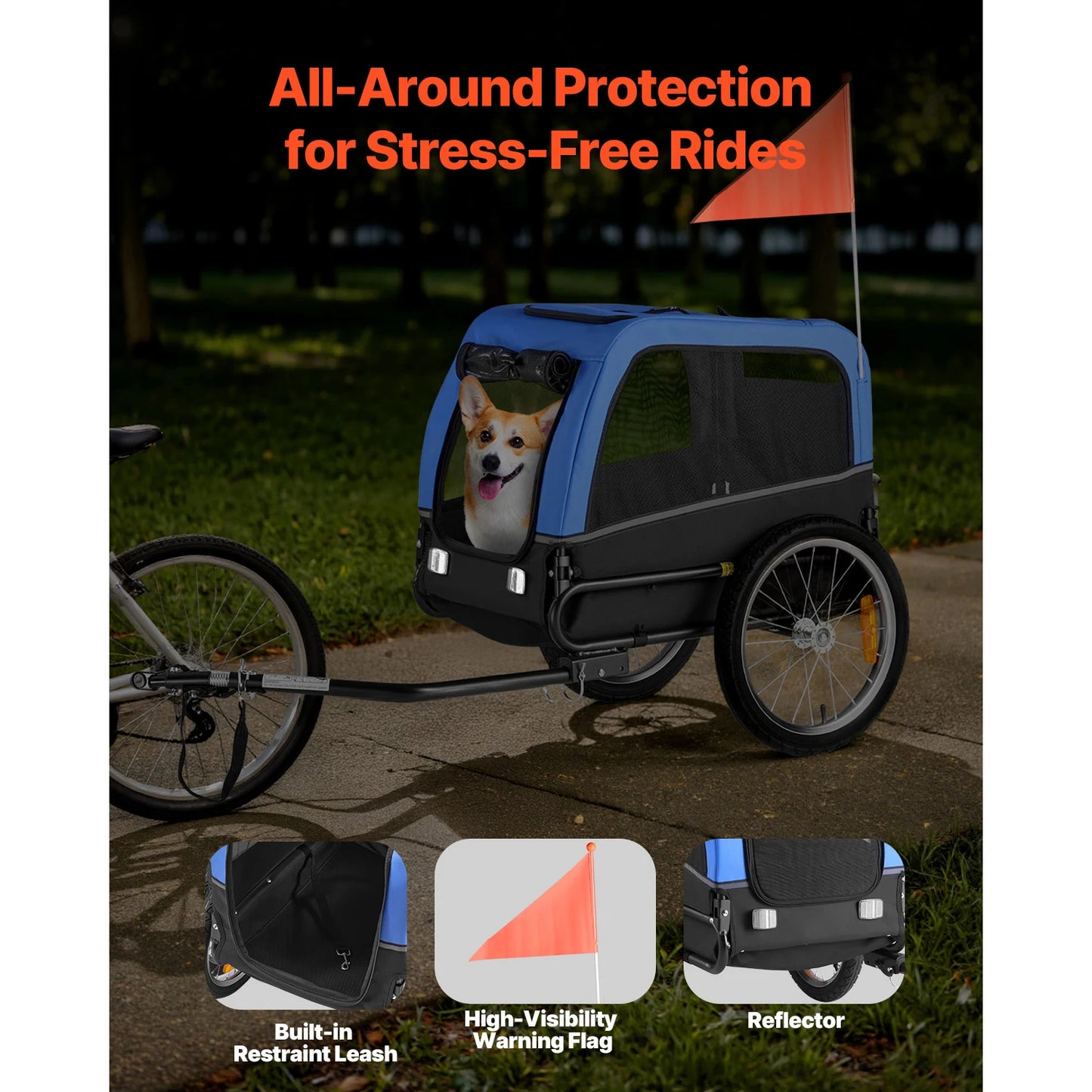 Dog Bike Trailer For Small To Medium Dogs With Quick Release Wheel