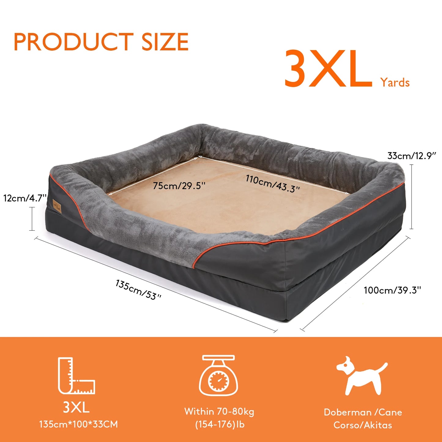 BINGOPAW Dog Bed Removable Washable Cover Anti Allergy Foam