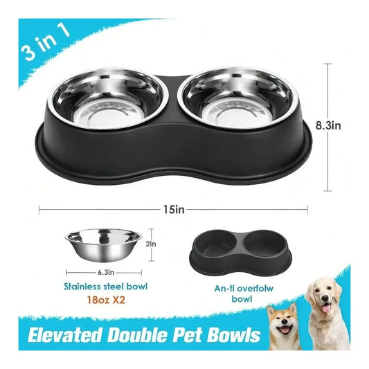 Double Dog Water And Food Bowl Stainless Steel Non Slip