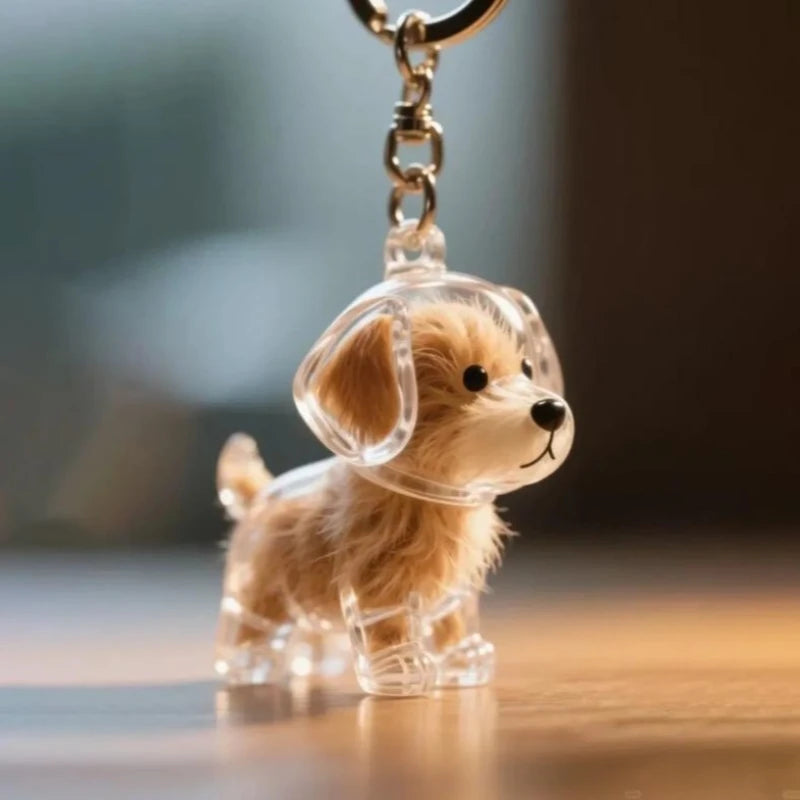 Cute Dog Hair Storage Keychain Plastic Transparent Fur Box