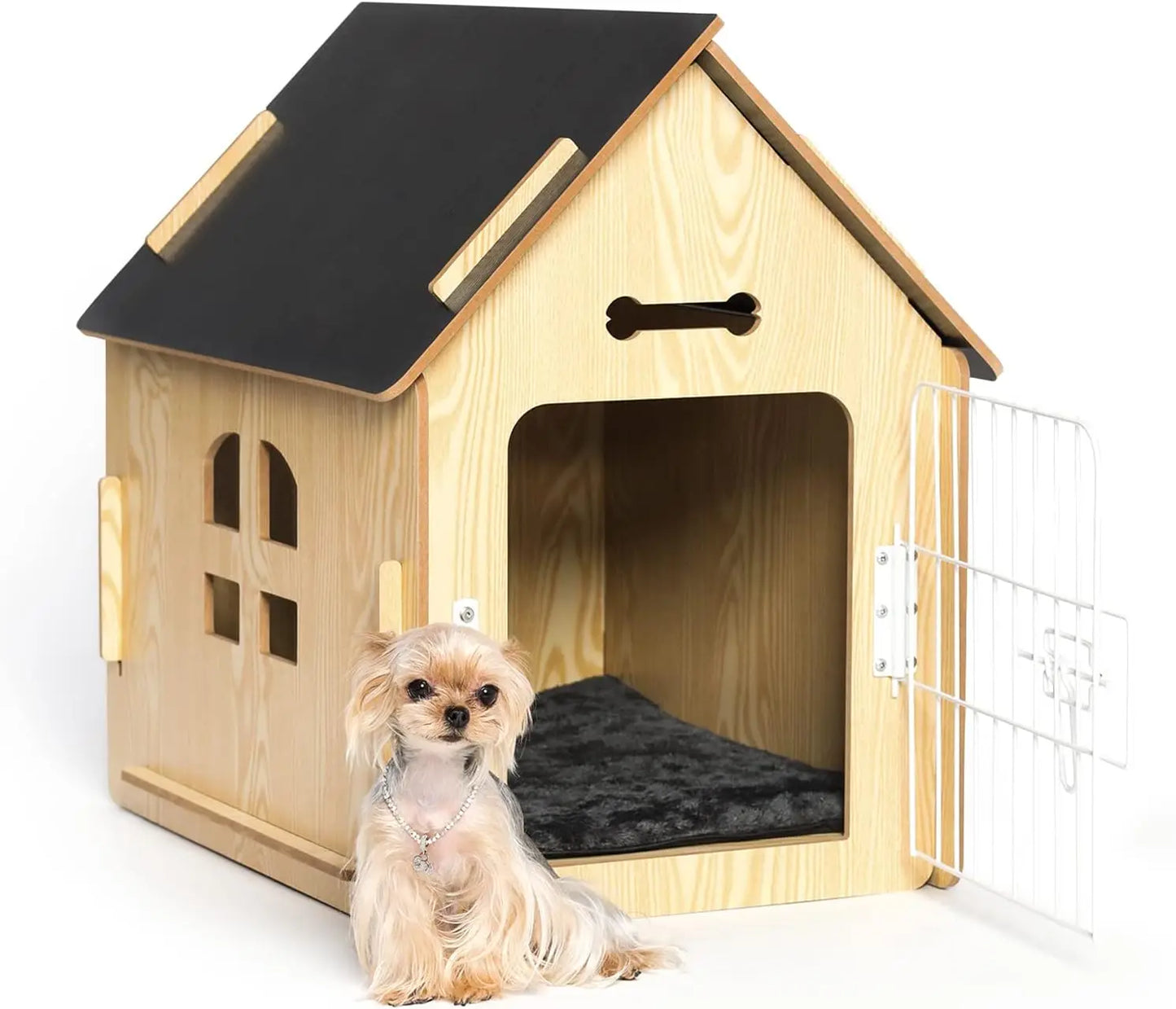 High-concerned Wooden Indoor Dog House For Pets With Roof