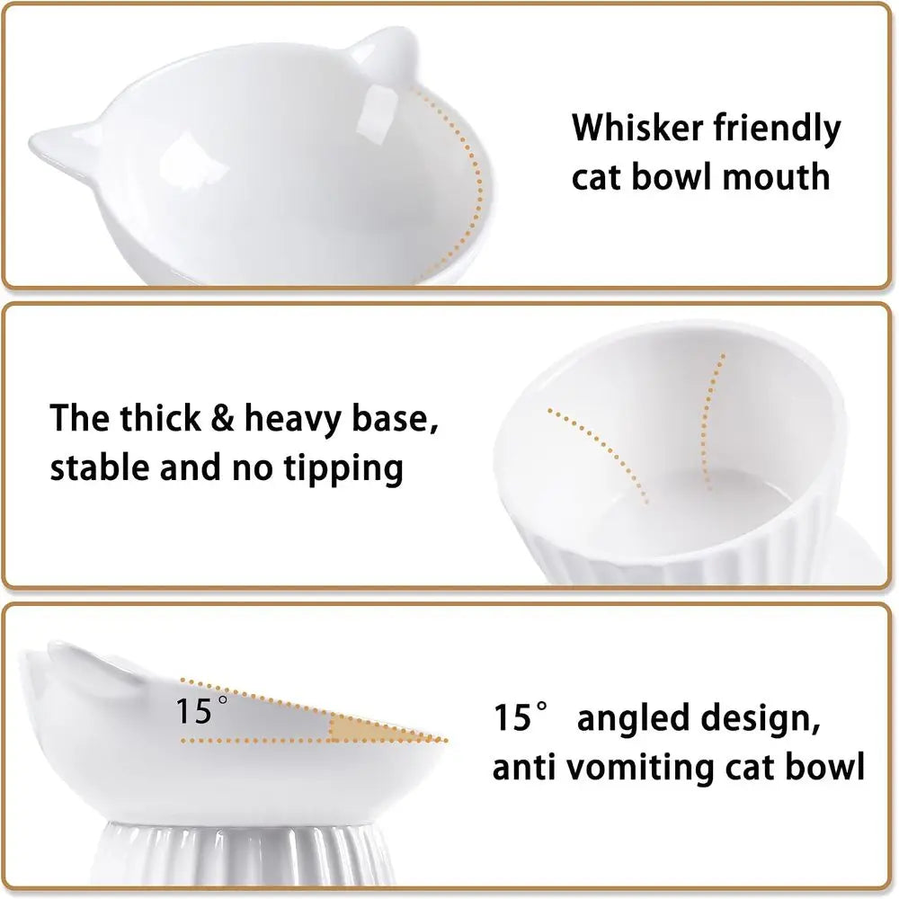 Raised Cat Bowl For Indoor Cats Anti Vomit Easy Clean