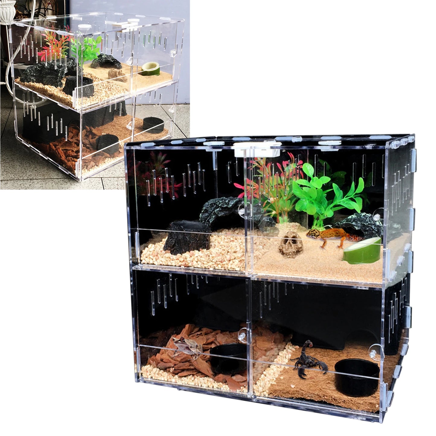 Hign-concerned Acrylic Pet Box Four Grids Reptile Breeding Box