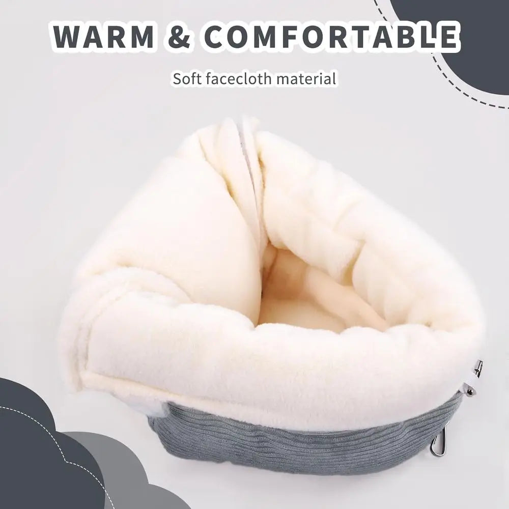 Cloud-Soft Winter Warm Bird Bed Cage With Plush Hammock Hut