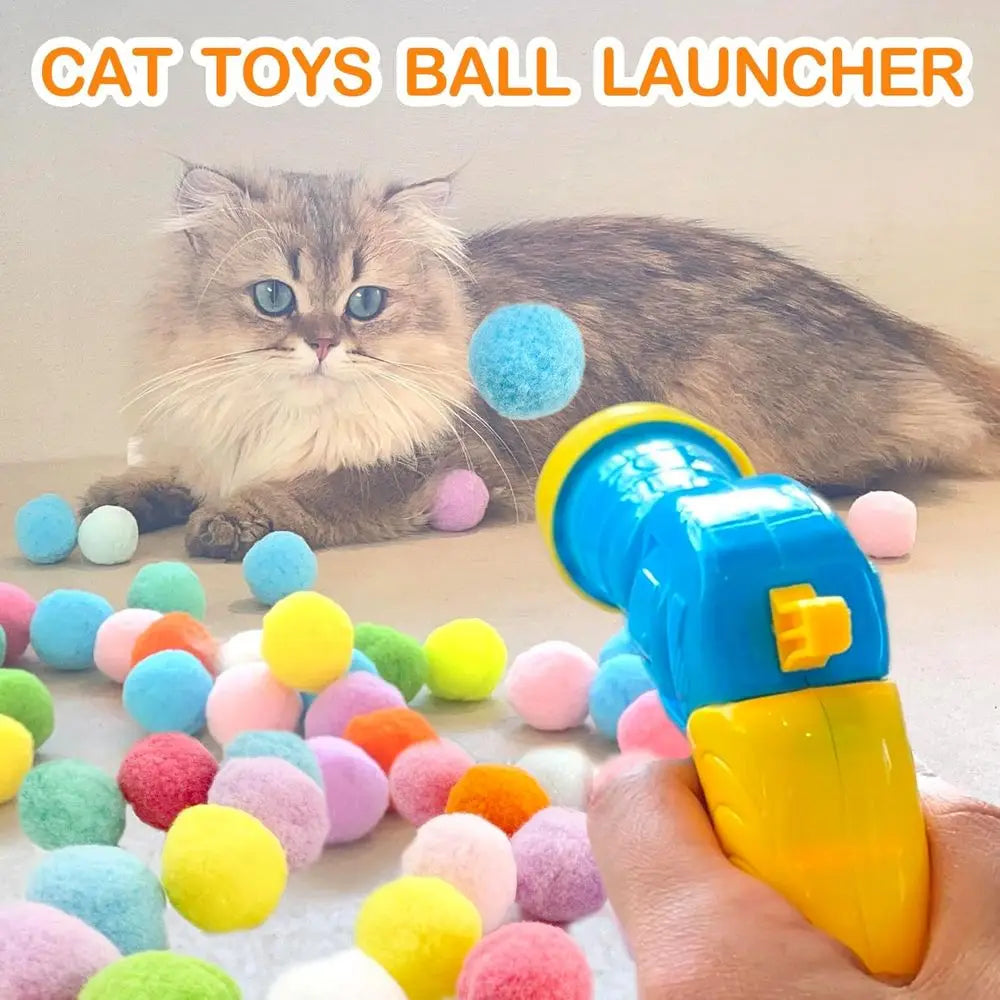 Cat Ball Launcher Toy For Interactive Play With Plush Balls