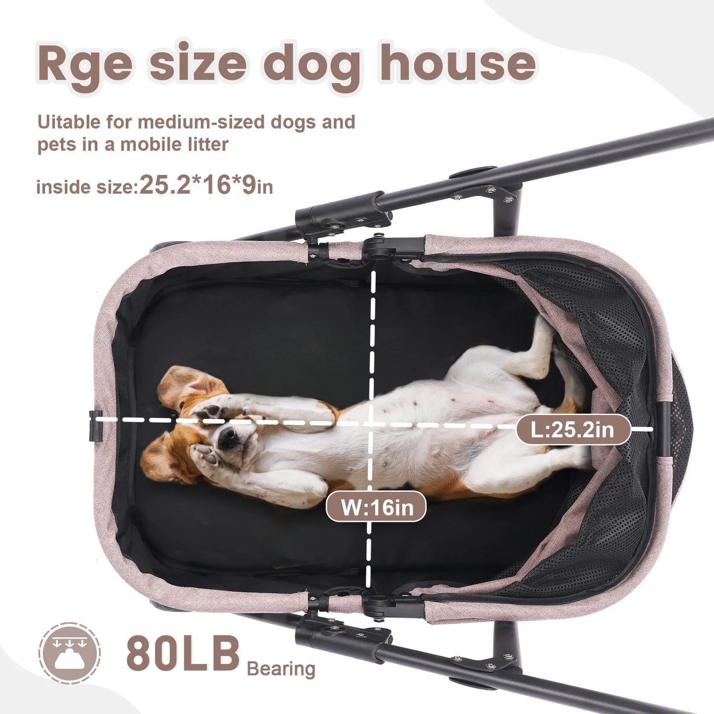 Foldable Dog Stroller Portable 4 Wheel Pet Pushchair Travel Carriage