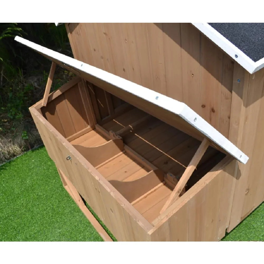 MKDK Deluxe Wood Chicken Coop With 3 Nesting Boxes