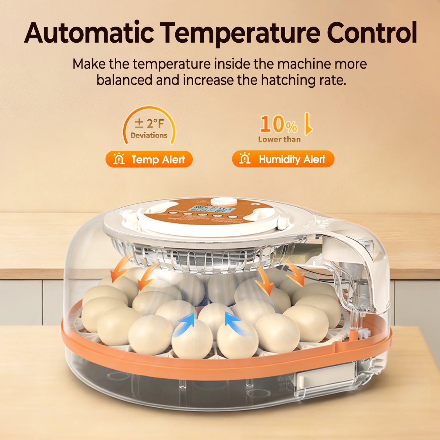 26 Egg Incubator With Automatic Turning Temperature Humidity Control LED Candler