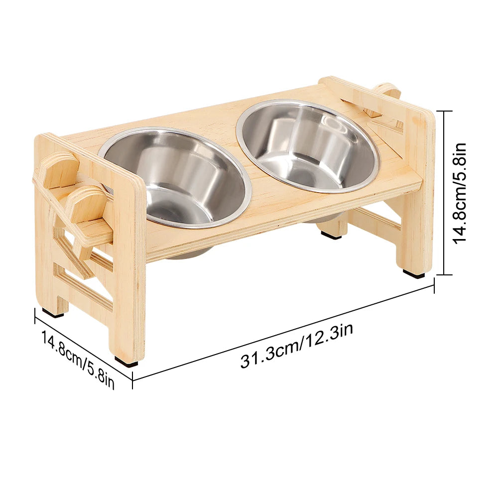 PETRAVEL Elevated Adjustable Dog Cat Bowl Stand With Bowls