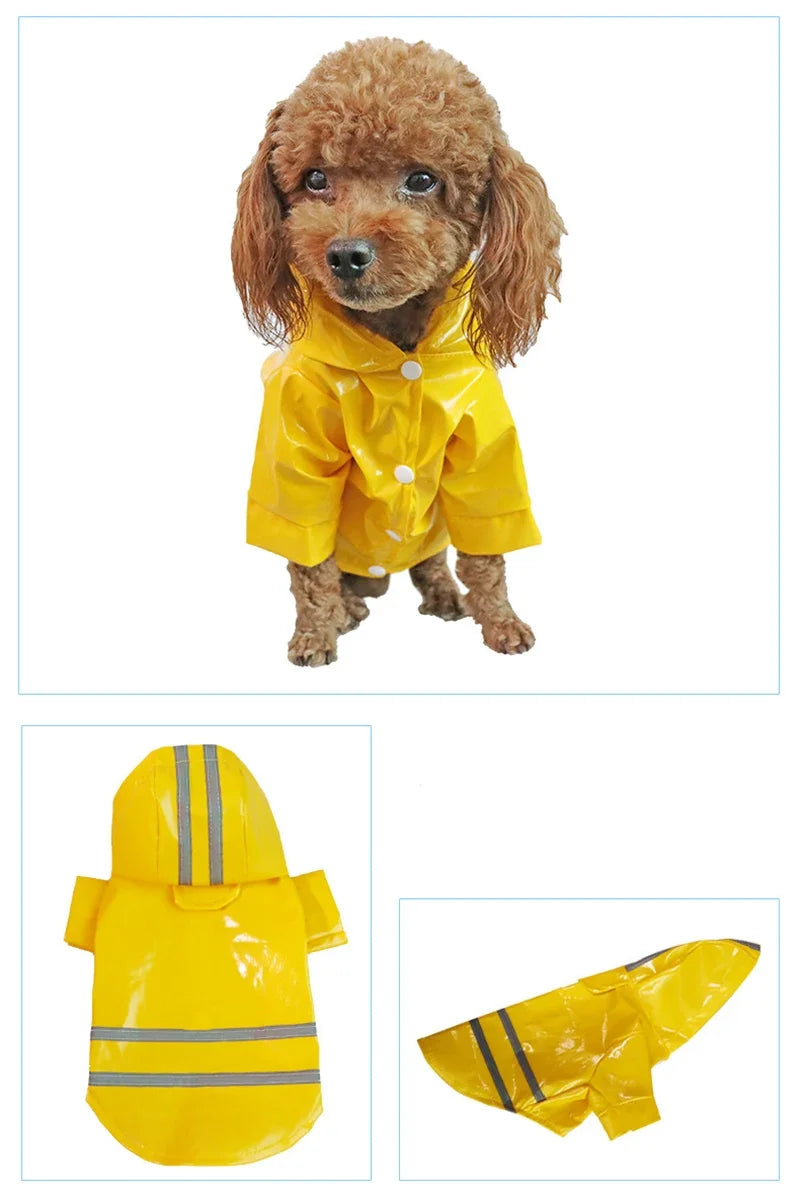 Waterproof Dog Raincoat With Hood PU Material For Dogs And Cats