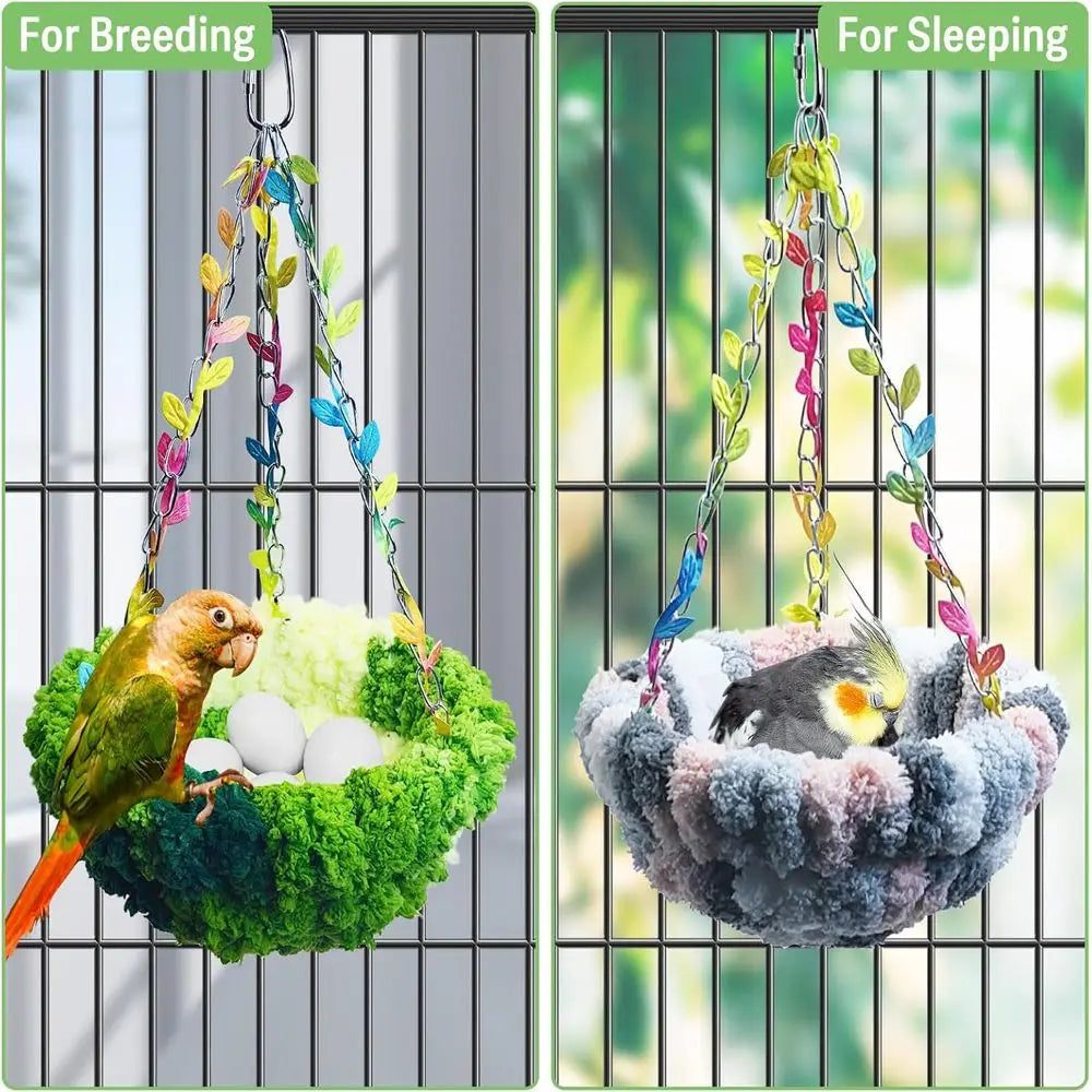 Hanging Bird Hammock Bed For Cage Plush Nest Parrot