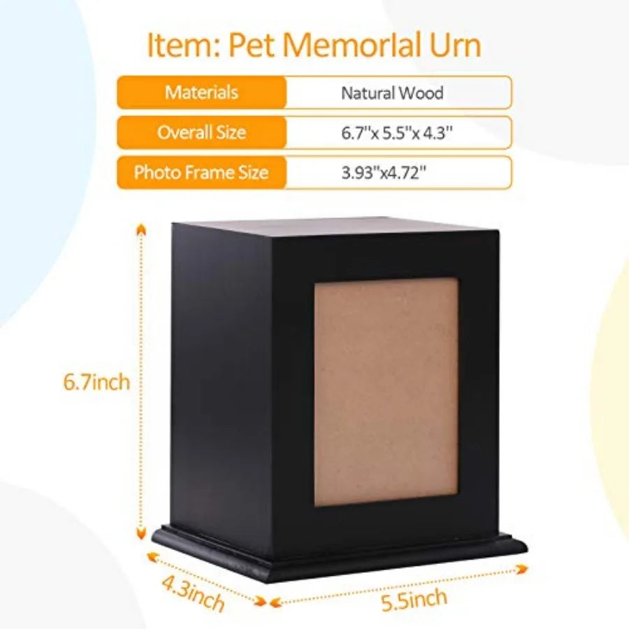 Pet Wood Memorial Urn for Ashes Photo Frame Keepsake Box for Pets