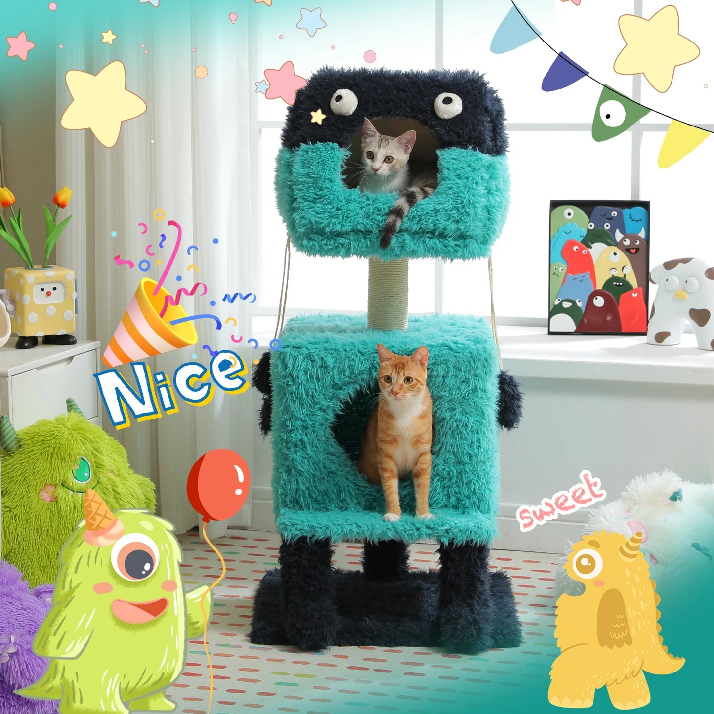 Petepela Monster Series Cat Tree Tower With Scratching Post
