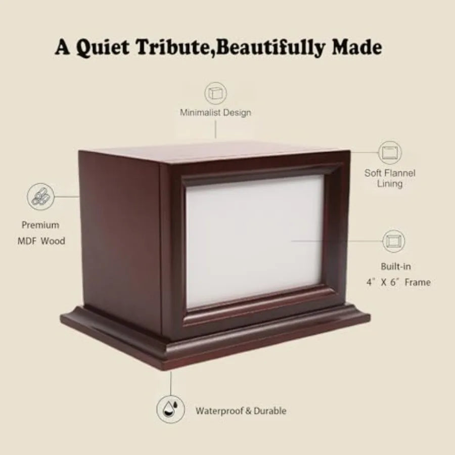 Wooden Pet Memorial Keepsake Urn For Dogs And Cats Photo Box Cremation