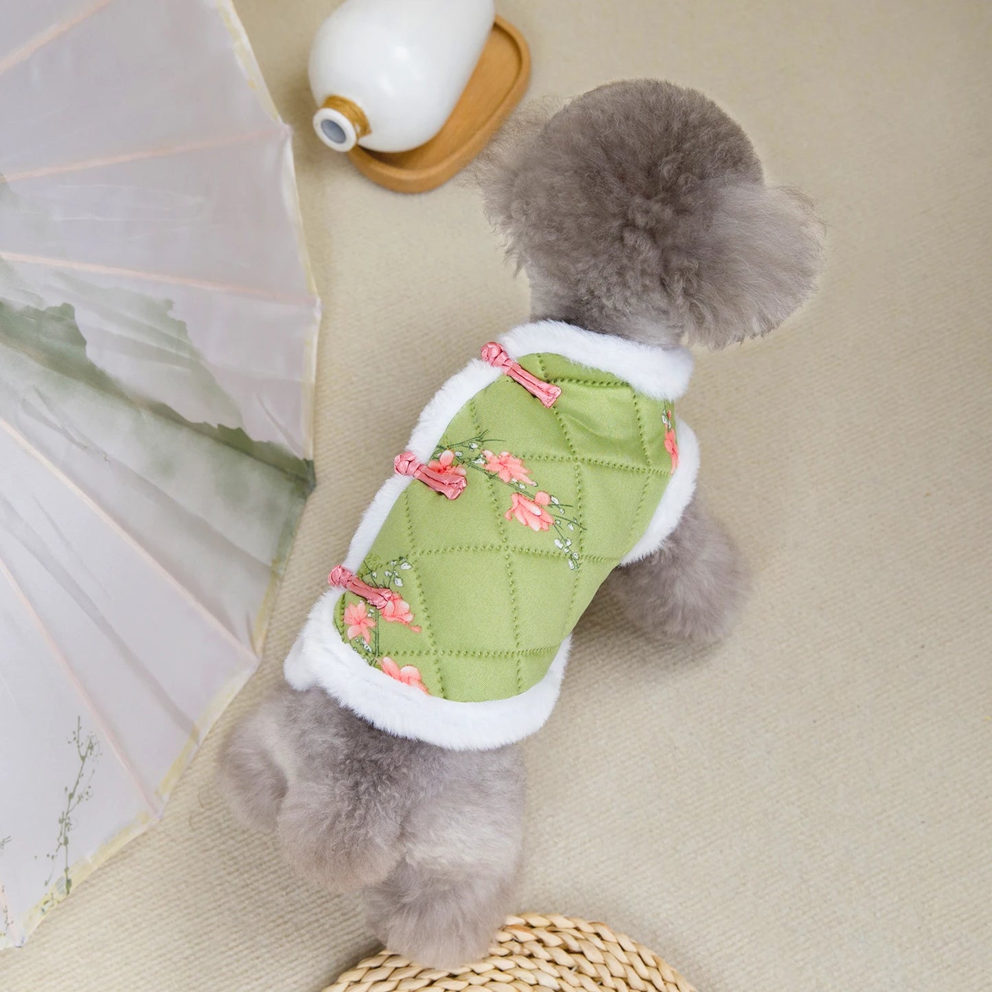 Chinese Style Tang Suit Dog Vest Warm Winter Costume