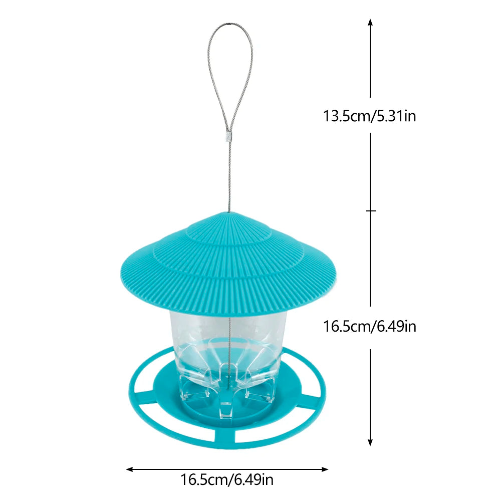 Garden Gazebo Hanging Bird Feeder With Hexagonal Terrace Roof And Rope
