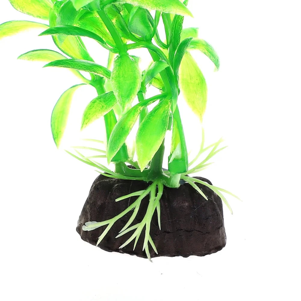 XMSJ Artificial Aquarium Plants 2 Pcs Non Fading Green Decor