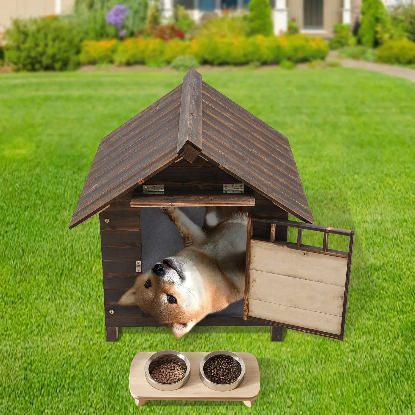 Hign-concerned Wooden Dog House With Window And Door