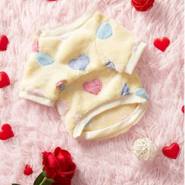 Flannel Heart Print Dog Vest Coat Winter Fleece Pet Clothes