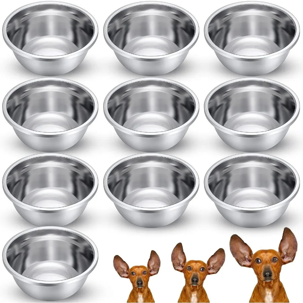 Hign-concerned 10 Pack Stainless Steel Dog Bowls for Medium Dogs