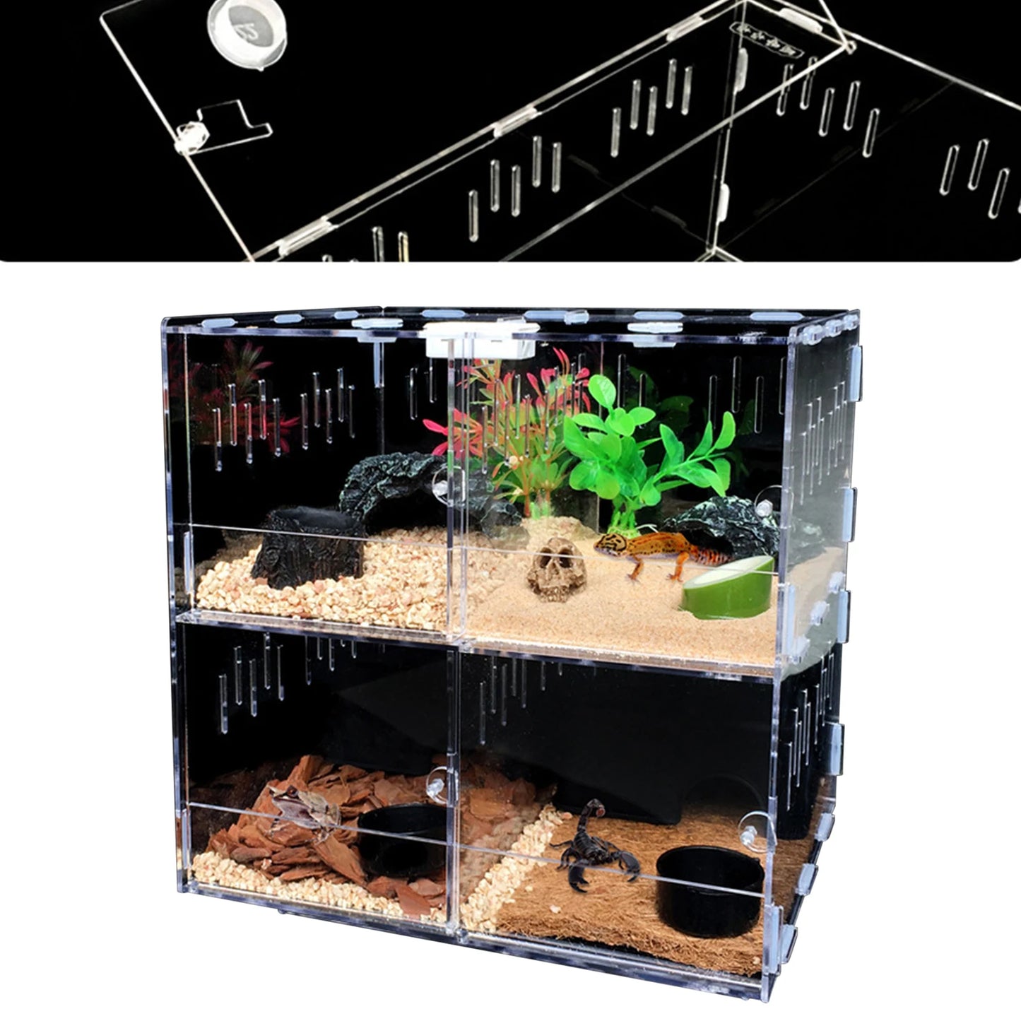 Hign-concerned Acrylic Pet Box Four Grids Reptile Breeding Box