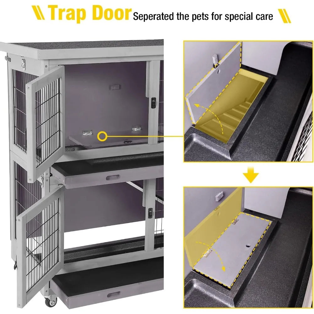 Gap Folding Rabbit Hutch Indoor Outdoor Easy Setup Cage