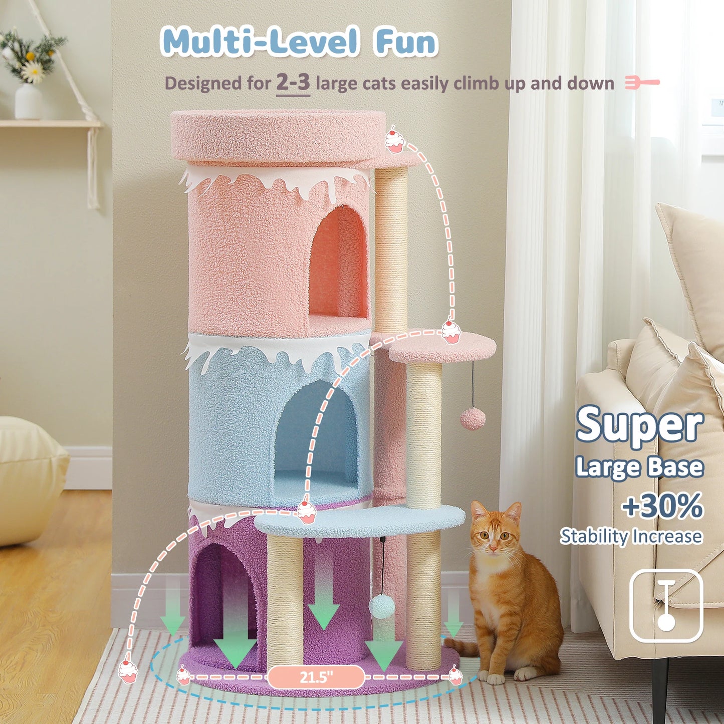 PAWZ Road Cat Tree For Large Cats With Top Perch Indoor